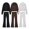 2026 Women's Zip-Up Fleece Jacket & High Waist Flared Pants Set
