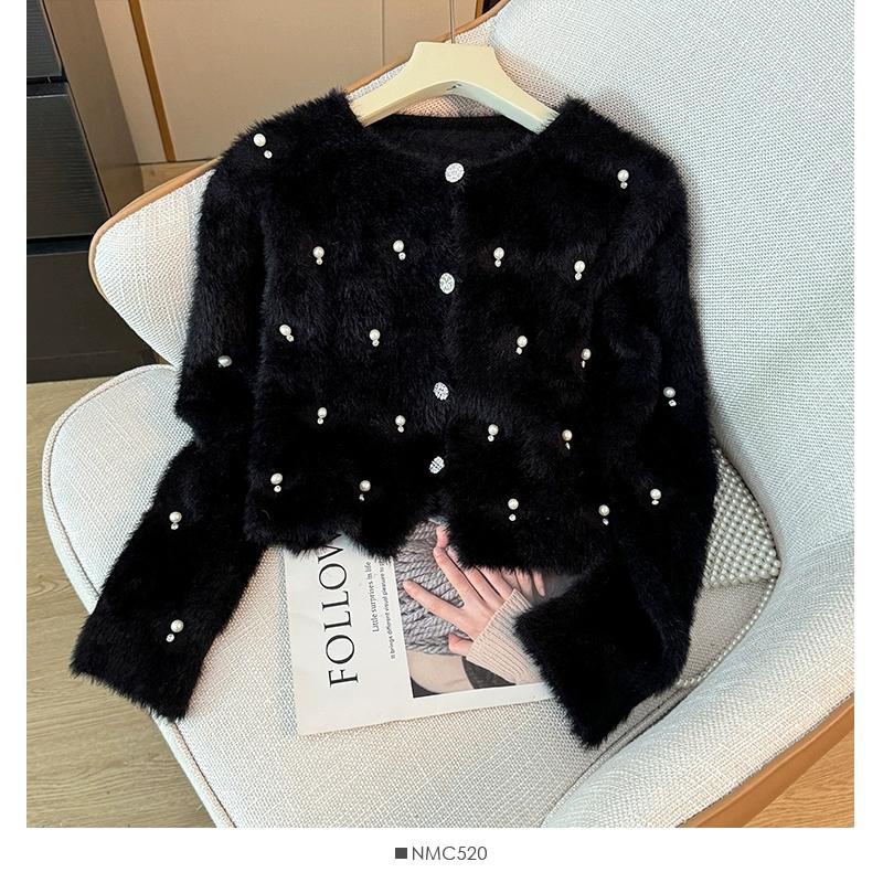 

Осень Зима Женский Сладкий С бисером Мягкий Пушистый Мохер Вязаный Свитер Рождественский Короткий Кардиган Топы One Size