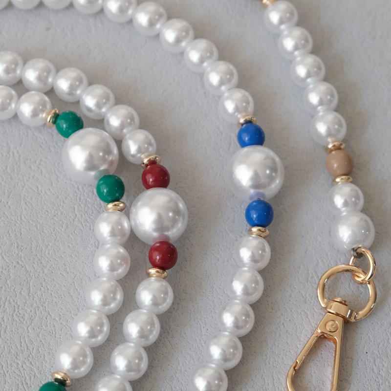 New Fashion Woman Bag Accessory Detachable White Beaded Chains Cute Acrylic Luxury Strap Women Elegant Bag Phone Handle Chain