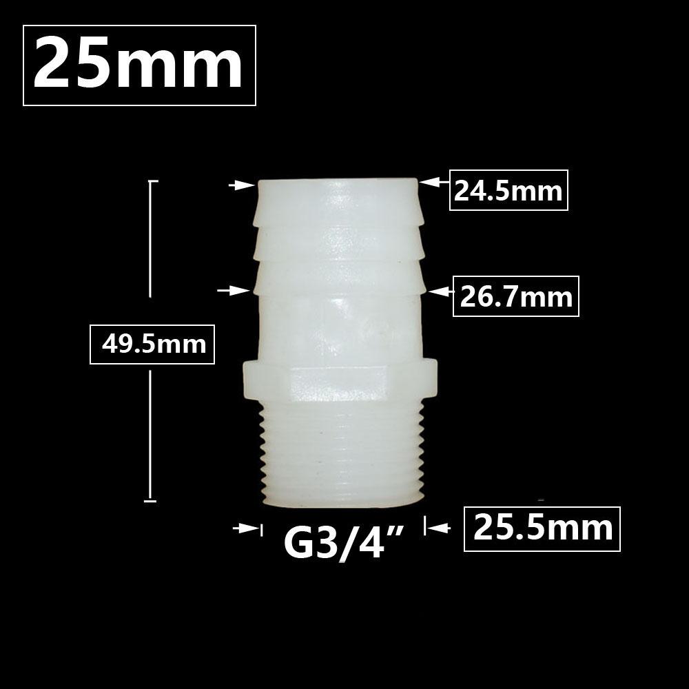 3/4 Inch Male Thread To  6/8/10/12/14/16mm Hose Connector Barb Plastic Hose Fittings Irrigation System Pipe Coupler