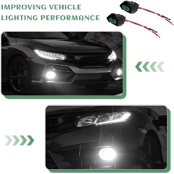 2 PCS H8 H11 880 881 Female Adapters, Car Headlight Wiring Harness Sockets Fog Light Connector Pigtails, Headlights & Fog Lights Pigtail Connector