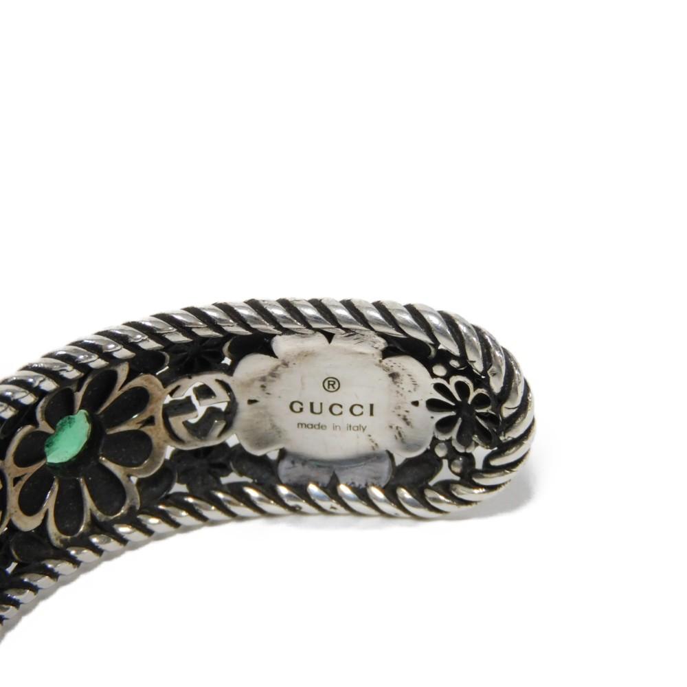 Used 9539 Flower Crystal Bangle 607107 J7457 8137 7986 16 Double G Arabesque Smoked Finish Interlocking G Ag925 Women's
