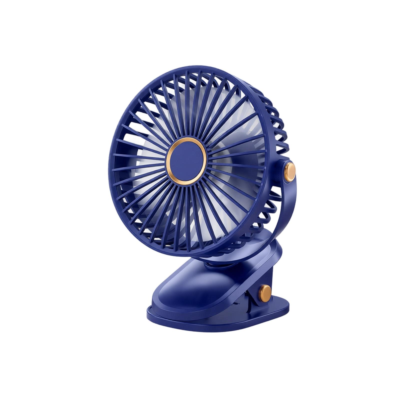 Rechargeable Clip Fan, 720 Rotating, 4 Settings, Portable Desk Fan with Stand and Hook one size