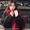 2025 New Korean-Style Women's Christmas Zodiac Red Shawl - Warm Winter Scarf