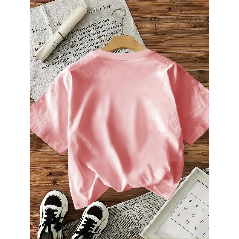 Girls Crewneck Short Sleeve T-Shirt, "Sunshine State of Mind" Floral Letter Print Trendy Casual Summer Tee