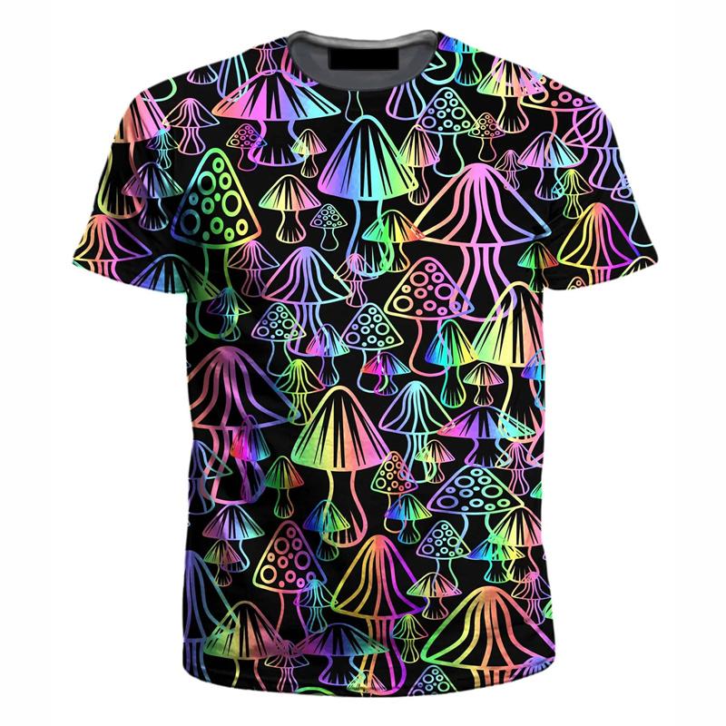 Trippy Mushroom Graphic T Shirt For Men 3d Printed Art Magic Mushroom T-Shirts Street Summer Spring Short Sleeve Tee Shirts