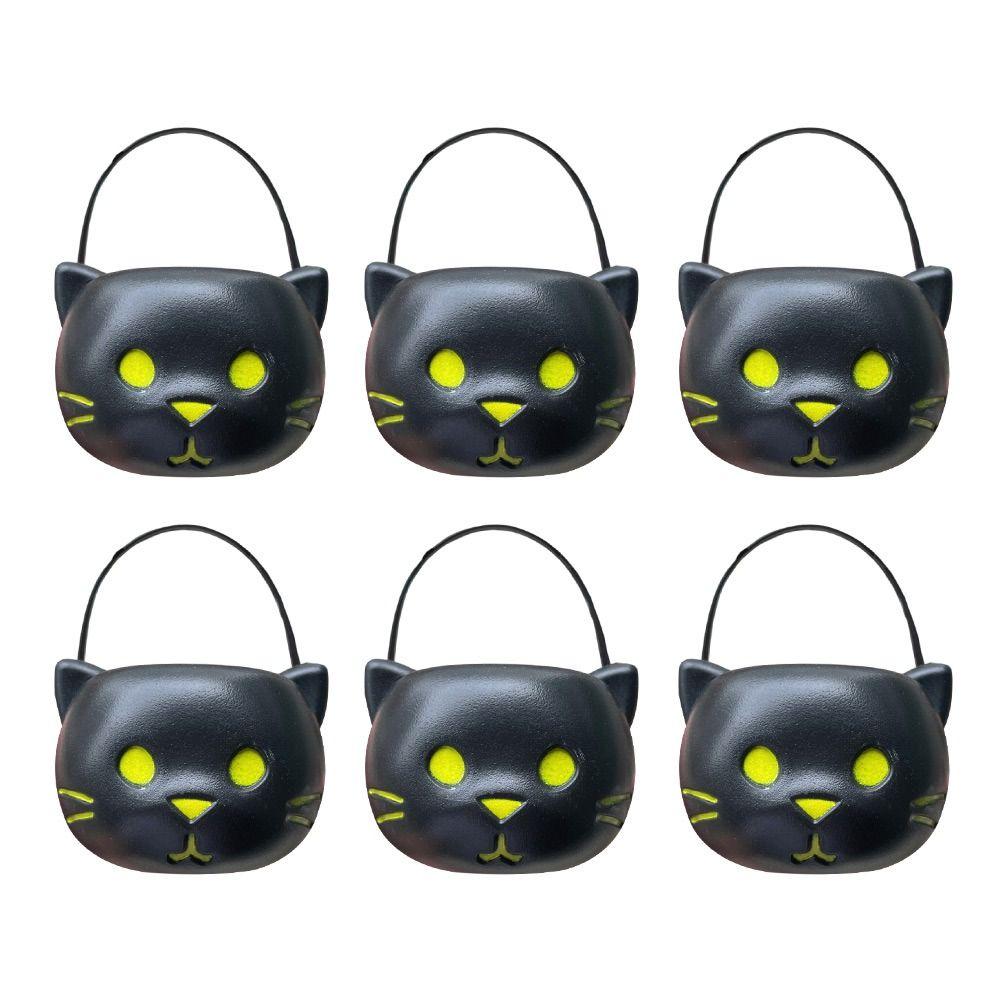 6PCS Set Spooky 6cm Size Halloween Pumpkin Jar With Lid Triangular Eyes Pumpkin Lantern Mini Basket Pumpkin Bucket Gift Giving