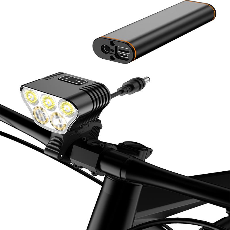 Superhelle Fahrradlampe 5000LM 8,4V 5 LED-Kugeln Fahrradlampe Superhell IPx5 Wasserdicht Elektrofahrrad Zubehör