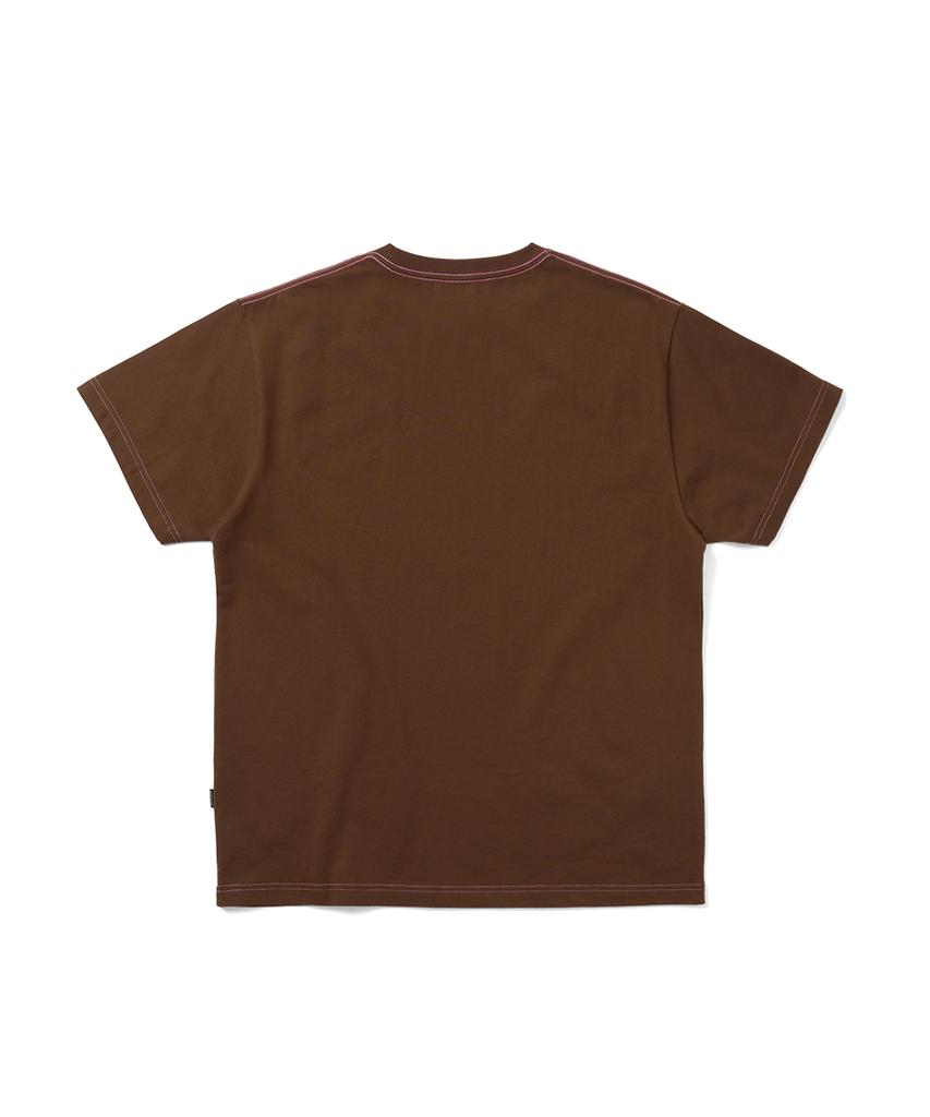 YESEYESEE Contrast Stitch Chain Logo Tee Brown