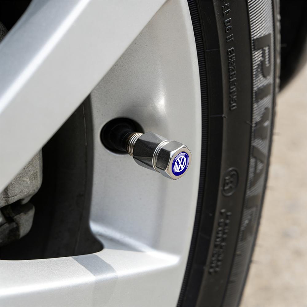 For Volkswagen b44Pcs Aluminum Car Tire Valve Caps Diamond Tyre Valve Airtight Cover Waterproof Dust For VW Jetta Golf EOS New R Auto Accessories