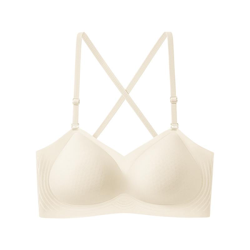Invisible Bra Women's Beautiful Back Bra Breathable Straight Semi-fixed Cup Underwear Push Up Bra