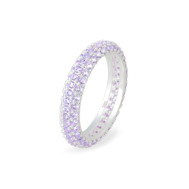 RAINDROP JEWELRY Raindrop Purple Round Pave Eternity Ring [S925]