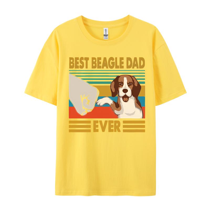 Best Beagle Dad Ever Gift From Daughter And Son Funny Beagle Tshirt Unisexs Top Tshirts Custom Tops Shirts Cotton Fashionable