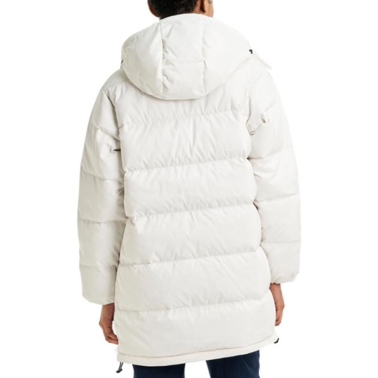 Jaqueta Puffer Capuz Cor Sólida Média Levis FW22 Feminina Outerwear Branco A3287-0001