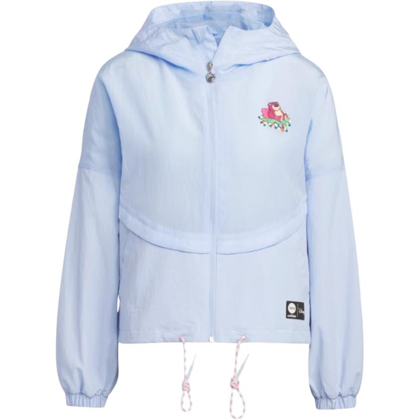 

Adidas Neo Mucho Ветровка Твердая спортивная куртка с героями мультфильмов спереди Женская куртка Розовый Синий IP4016 L