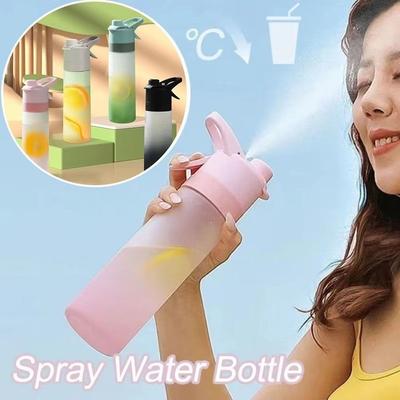 Botella de agua con pulverizador de niebla gradual, de plástico sin BPA, vaso de agua con pulverizador refrescante, ideal para fitness.