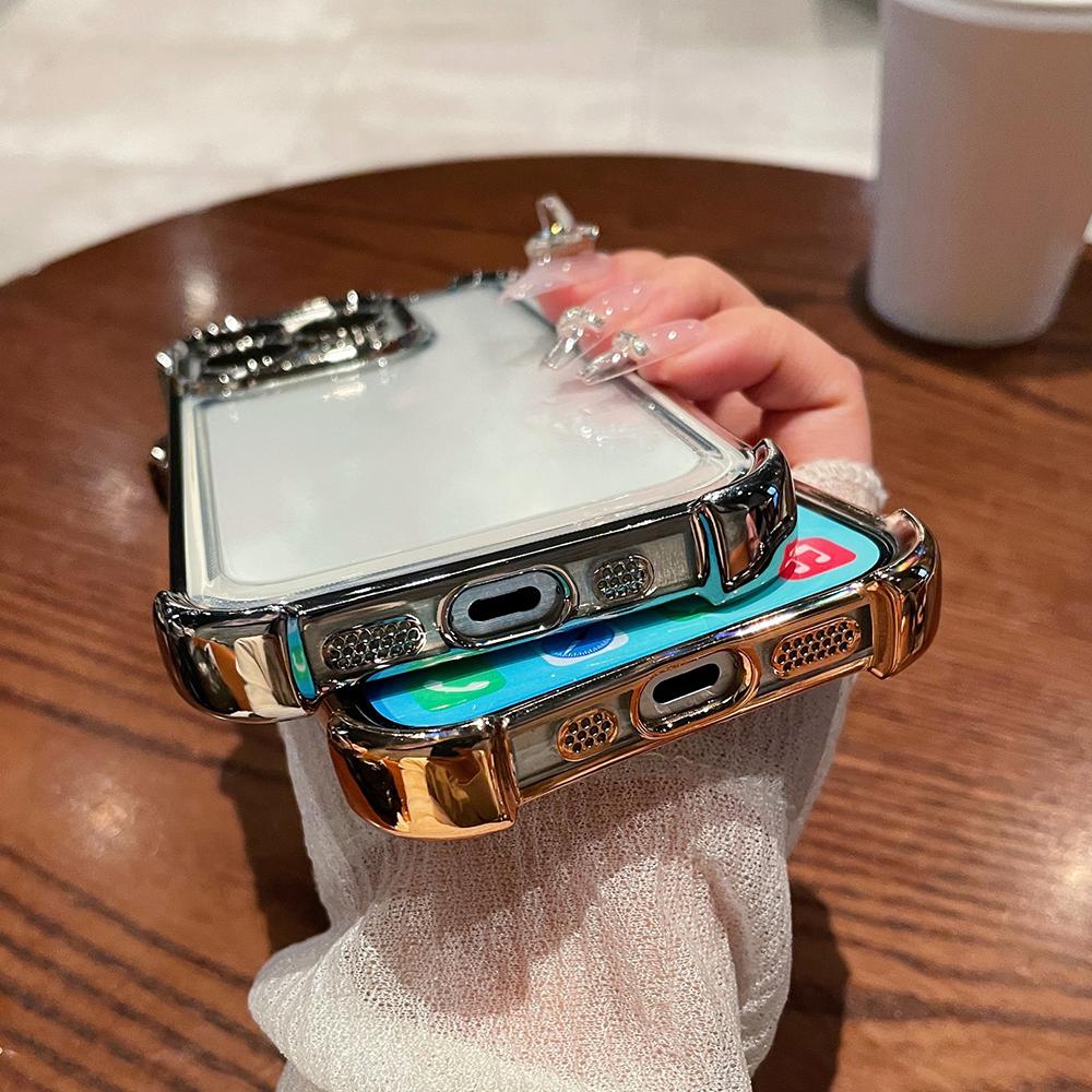 Electroplated Four Corners Anti Drop Transparent Protective Phone Cases for iPhone Huawei Honor OPPO Infinix Itel Tecno