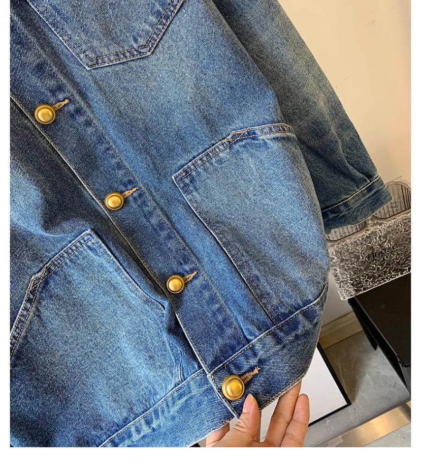2025 Spring/Autumn Women's Retro Washed Denim Jacket: Hong Kong Style, Loose Fit, Trendy Casual Fashion