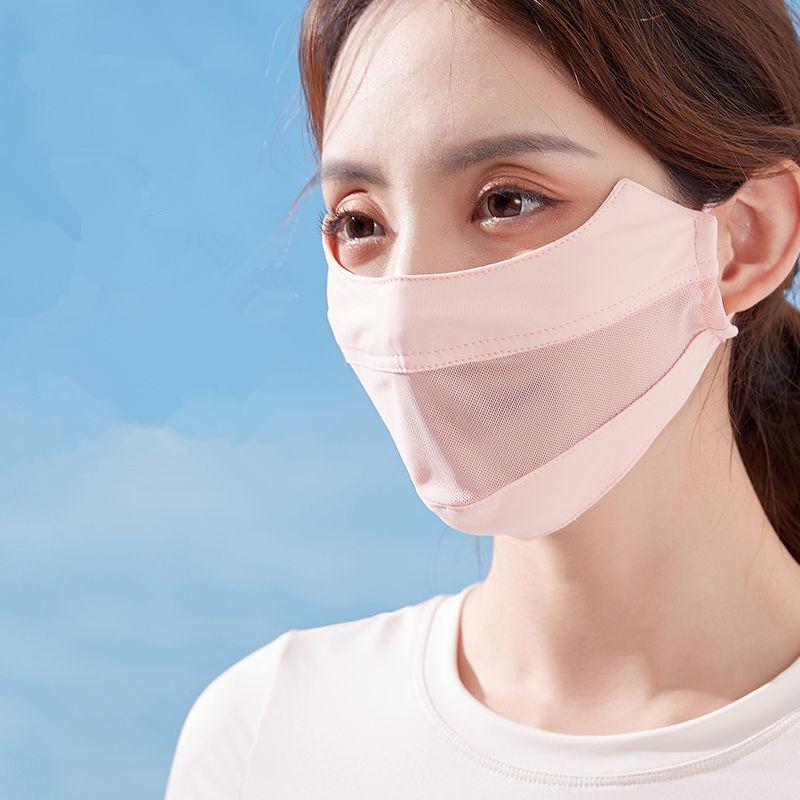Ice Silk Mask For Women Thin Mesh Breathable Mask Summer Sunscreen Face Scarf Outdoor Cover Hiking Riding Running Sport Mask