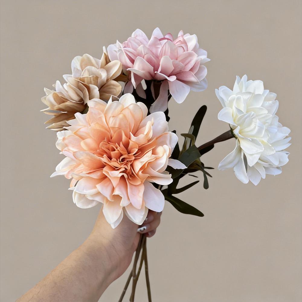 Artificial Single Dahlia Wedding Floral Material Handmade Dahlia Fake Flower For Photography Indoor Exquisite Party Prop