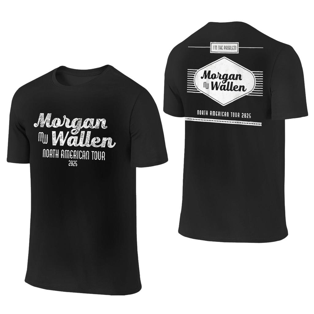 Pánské Dámské Tričko z turné country hudby Morgana Wallena Pokud jsem problém Ležérní trička s kulatým výstřihem Oboustranné Oblečení nadměrných velikostí