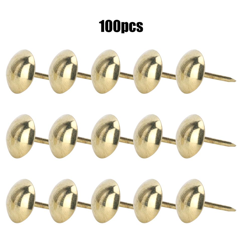 100Pcs Upholstery Nail Antique Brass Iron Furniture Decorative Drawing Pin Accessories 11x17mmGold