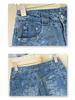Women's High Waist Retro Blue Jacquard Straight Leg Jeans - 2025 Autumn Collection