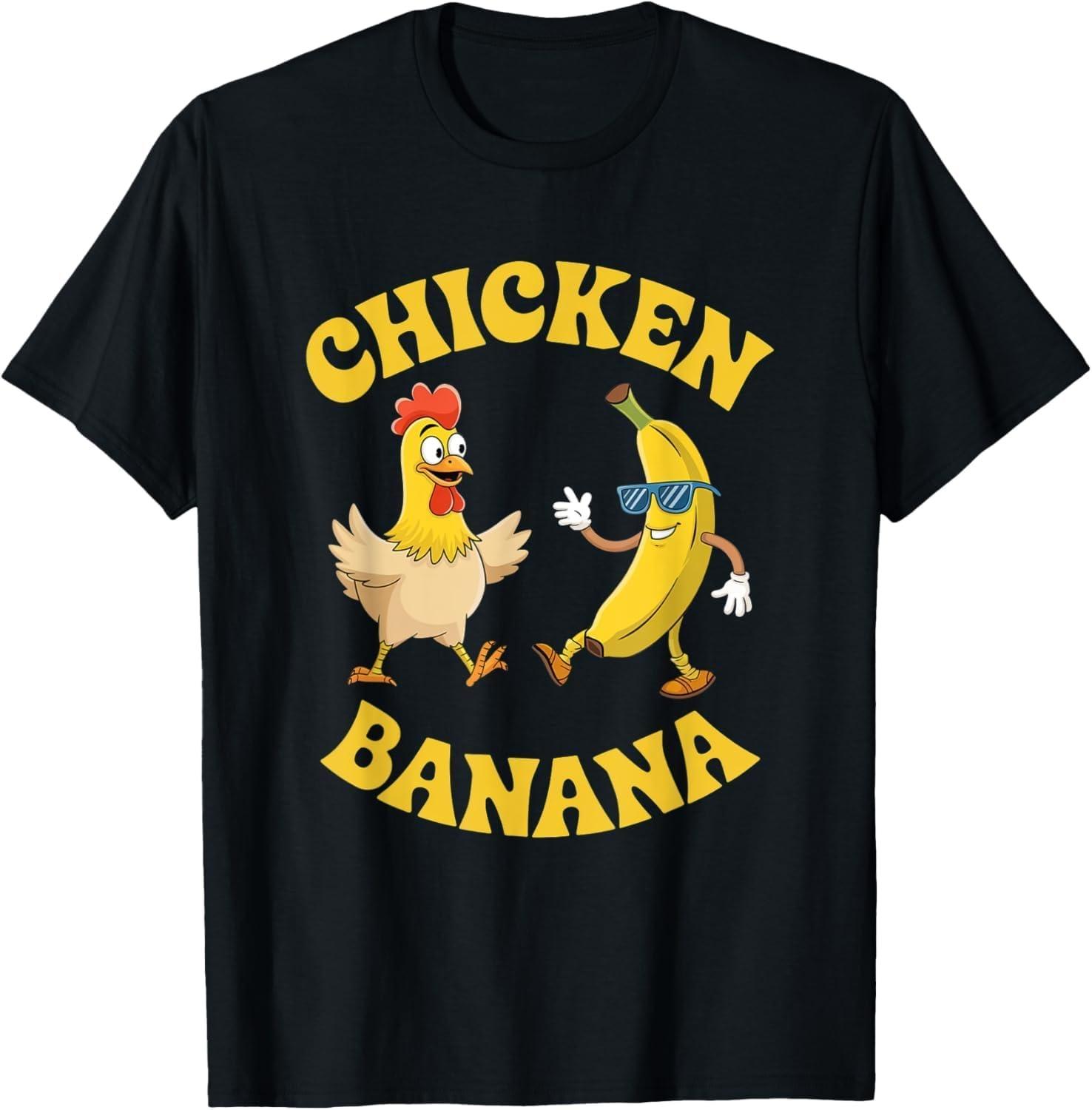 ObRenKi Chicken Banana Meme Cartoon Humor Tee T-Shirt XXXXXL чёрный