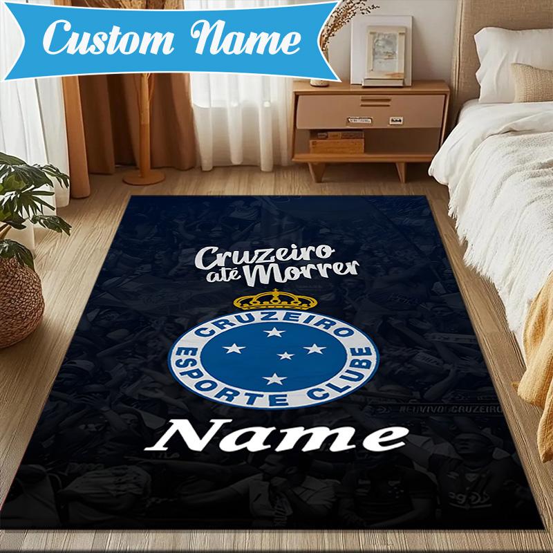 Custom Name Cruzeiro FC Pride Rug Game Carpet, Floor Mat for Bedroom Living Room Entryway Rug, Home Decor Idea Gift for Christmas birthday