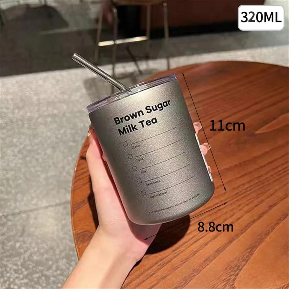 

Чашка для кави Термос з нержавіючої сталі 304 Двошаровий охолоджувач Соломинна чашка Портативна багаторазова чашка Ice American Coffee Mug Пляшка з водою as shown