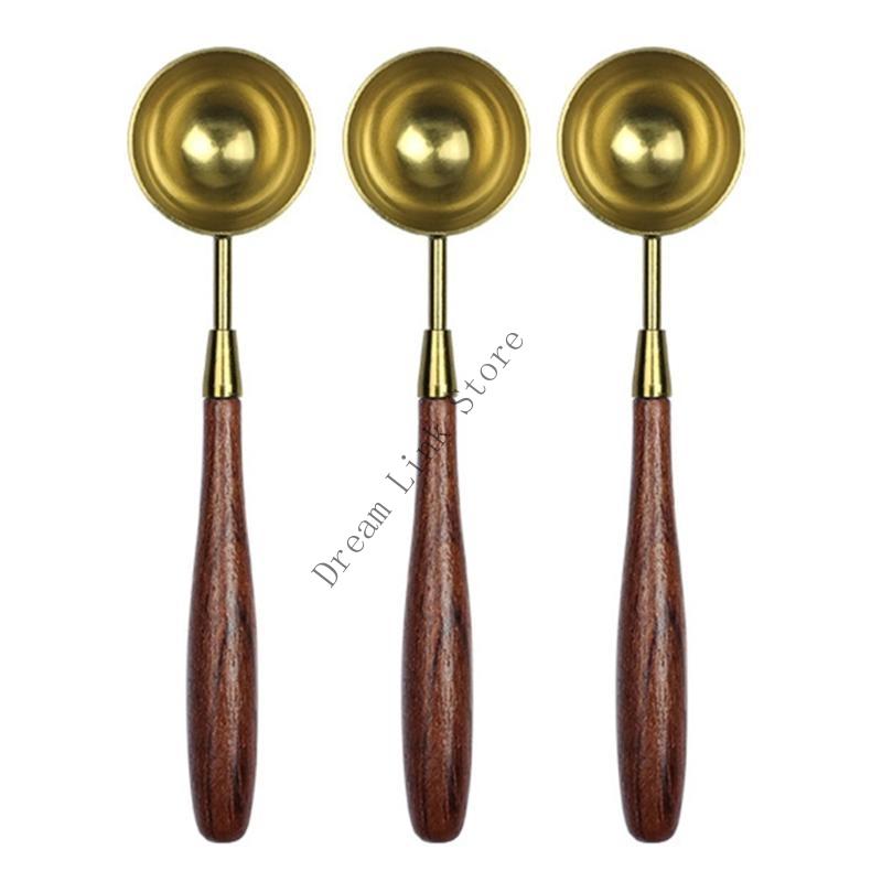 Q1FD 3 Pcs Metal Sealing Spoon Wax Seal Spoon Wax Sealing Stamp Melting Spoon