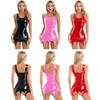 Dress with Garter Belt Women Sleeveless Patent Leather Mini Dress Bodycon Pencil Clubwear