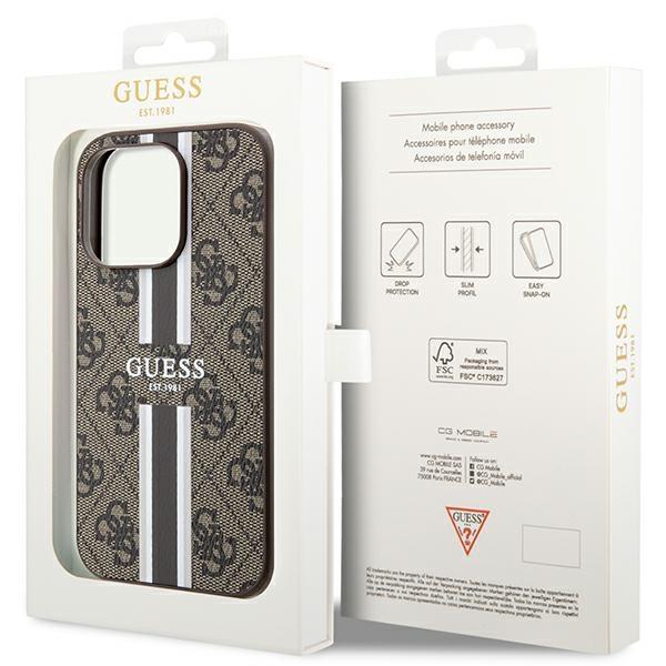 Guess Guhmp15Lp4Rpsw Iphone 15 Pro 6.1 Brązowy/Brown Hardcase 4G Printed Stripes Magsafe