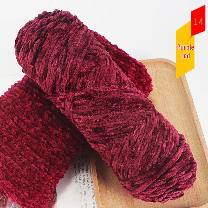 Chenille Golden Silk Velvet Yarn Ball - Medium Thick Glossy Yarn for Hand Knitting and Crochet Slippers.