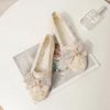 Fashion Women's Flat Shoes Net Hollow With Bow Heel Slip On Social Elegant and Fashionable 39 Quick Delivery Chic Shoe Ladies Footwear