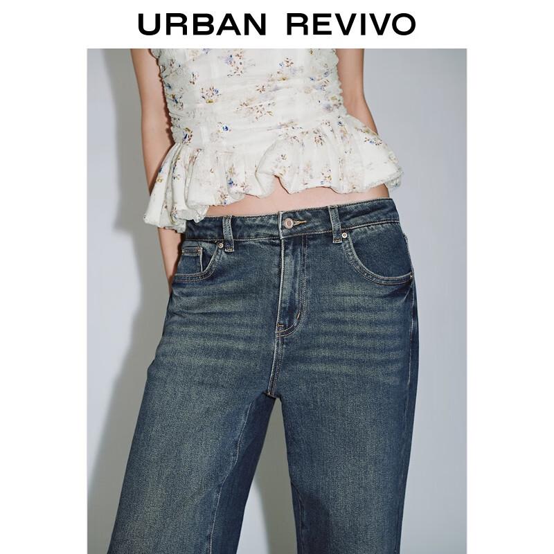 UR 2025 Autumn Vintage Washed Wide-Leg Denim Jeans