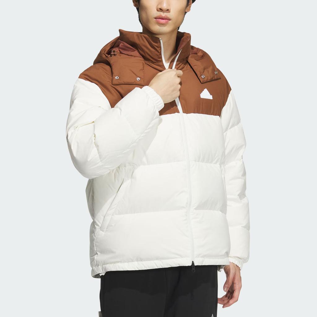 Adidas Color Block Versatile Comfortable Soft Warm Long Sleeve Puffer Jacket Unisex outerwear Jade-White JM9139