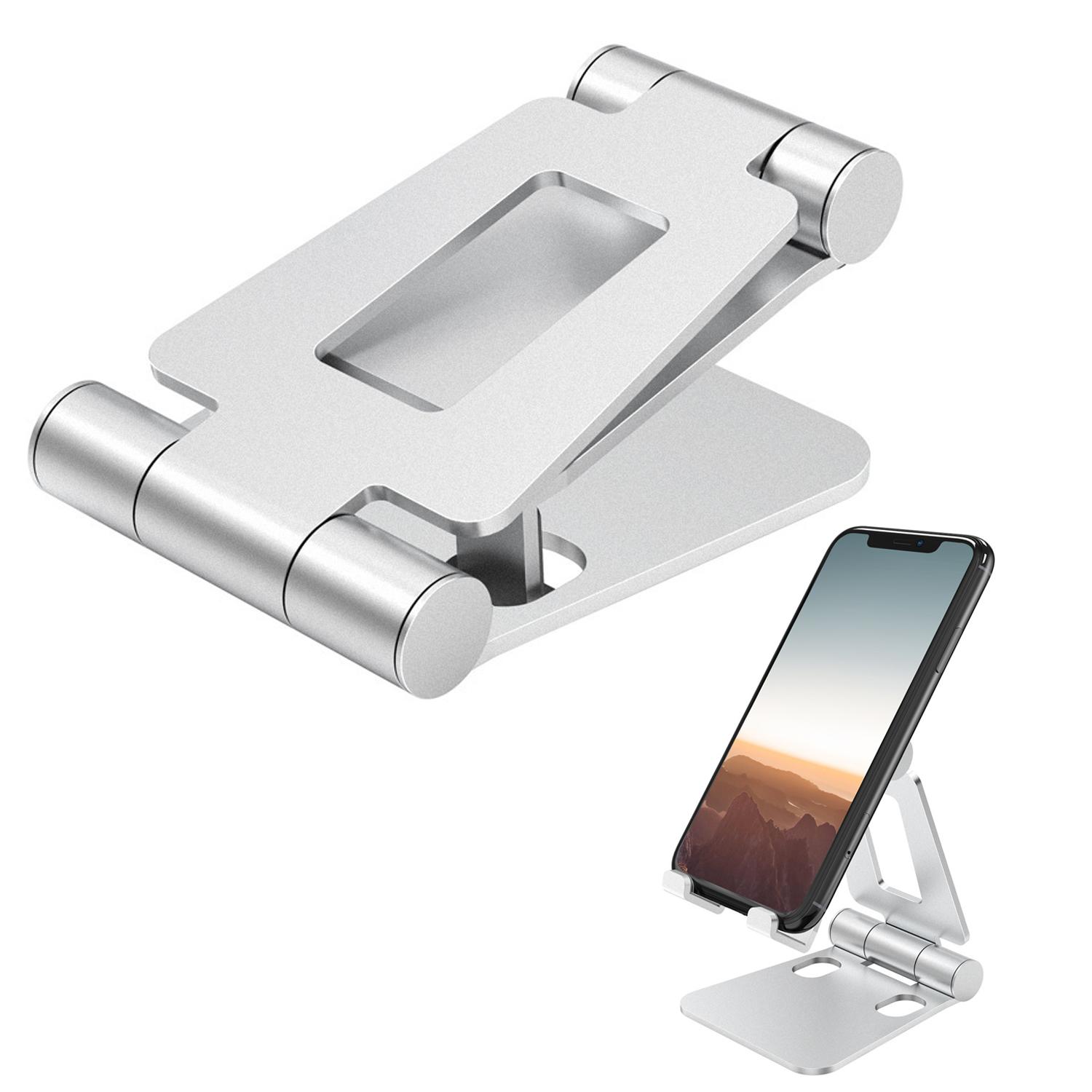 

AS007 Foldable Smartphone Stand Holder Aluminum Alloy Cell Phone Stand Desktop Mount Bracket Silver