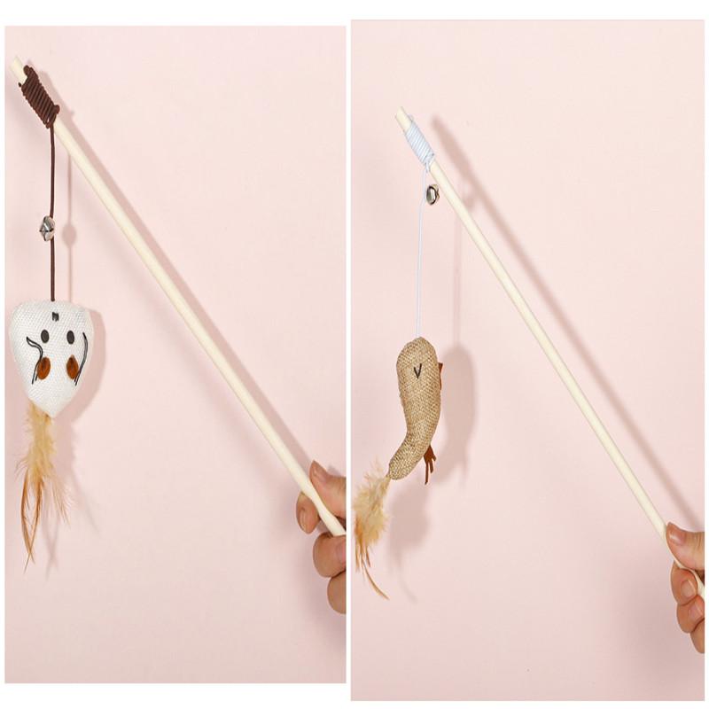 Fun Cats Playtime Swords Hemp Feathers Mouse Durable Cottons Hemp Sticks