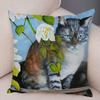 Pet cartoon animal pillowcase sofa home car  cute watercolor cat cushion cover decoration