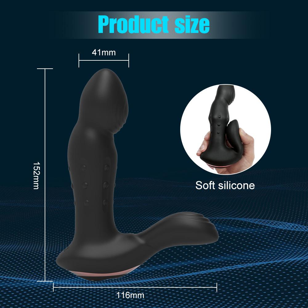 Male Thrusting Prostate Massager Rotating Anal Vibrator Butt Plug Testicle Stimulator Delay Ejaculation Ring Sex Toys For Men