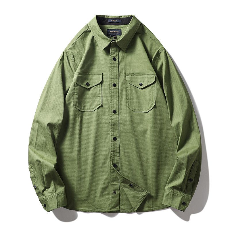 American Retro Long Sleeve Spring and Autumn Leisure Outdoor Workwear Light green 2XL