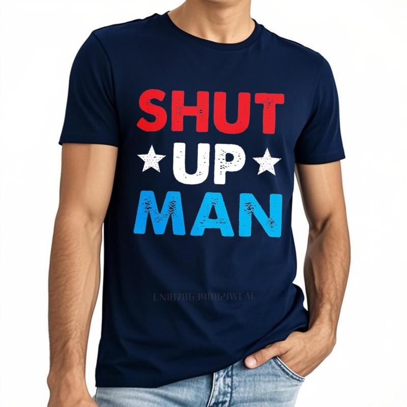 Men cotton tshirt Oversized summer For man tshirt Shut Up Man Short Sleeve Relaxed Fit Oneck Teeshirt Brand t shirt for man