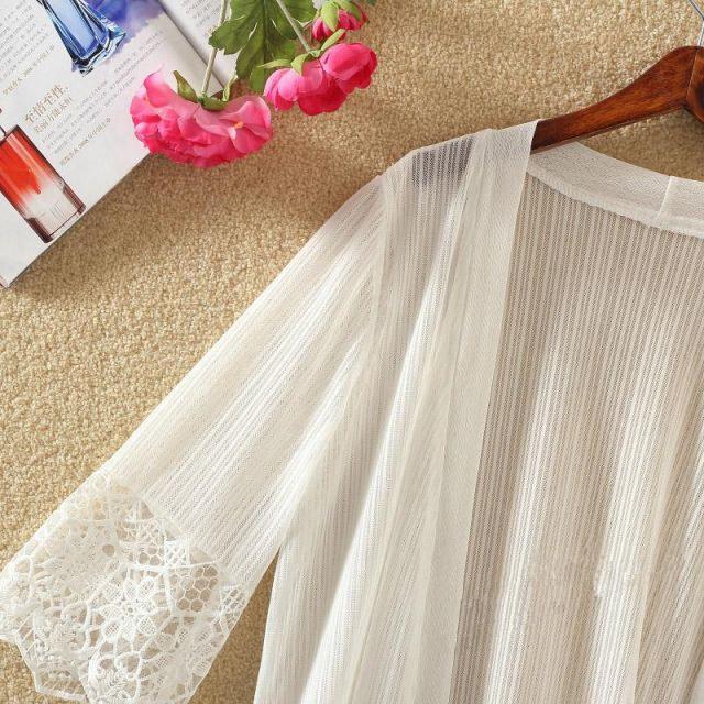 Summer Women Lace Cardigan Long Sleeve Sun Protection Clothing Shawl Outerwear Simple Wearing Cardigan Female Ladies Coat Jacket