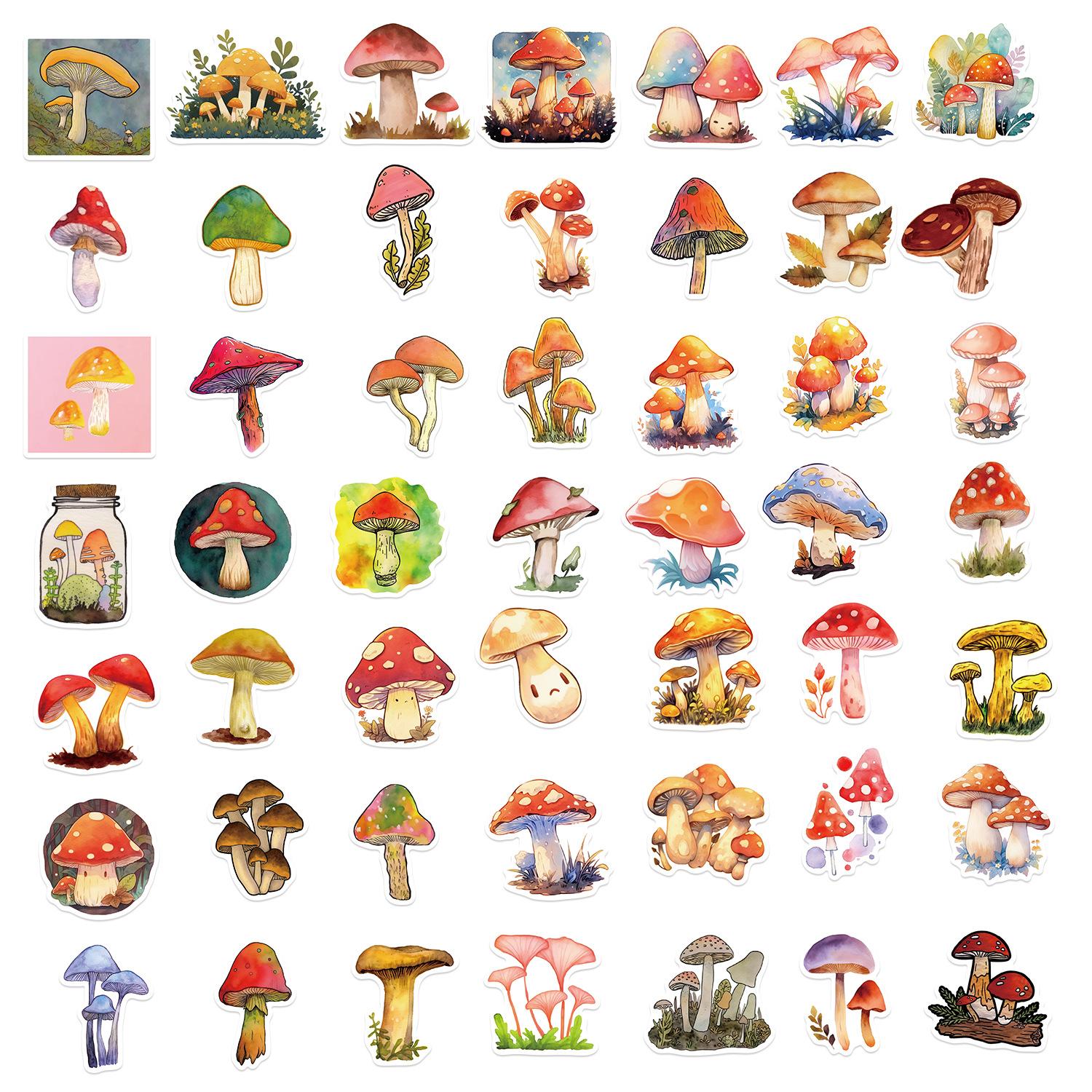 

200 Cartoon Watercolor Mushroom Graffiti Stickers Suitcase Guitar Without Glue Waterproof Stickers