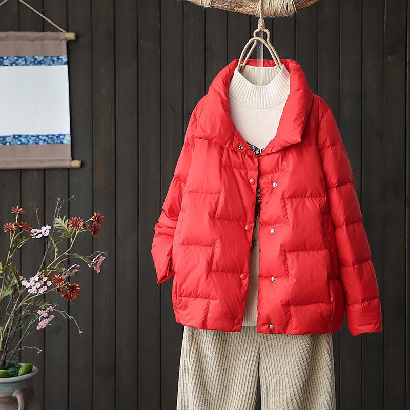 

Короткая легкая и свободная модная ретро-тепловая куртка с воротником-стойкой L