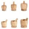 Bamboo Mortar Pestle Set Pounded Garlic Jar Wooden Grinder Round Smooth Hand Polished Pestle Set For Grind Herbs Spices Pepper