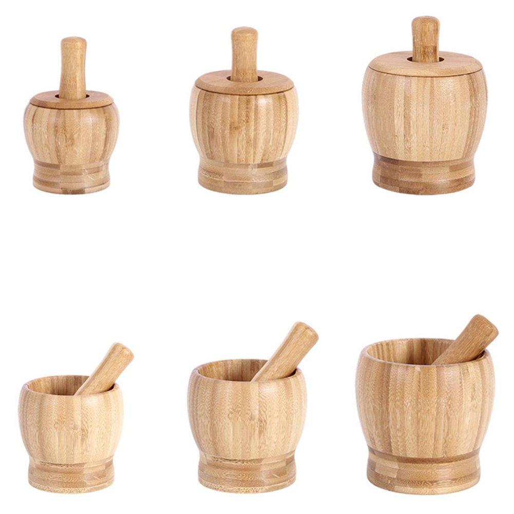 Bamboo Mortar Pestle Set Pounded Garlic Jar Wooden Grinder Round Smooth Hand Polished Pestle Set For Grind Herbs Spices Pepper