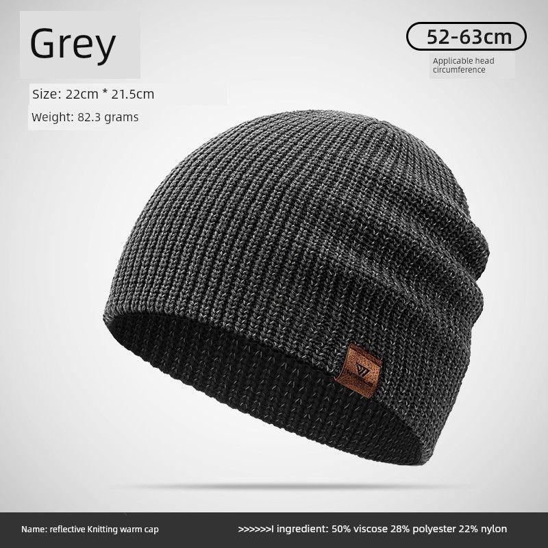 

Wrels Fall and Winter Sports Cap Cold-Proof Heattech Men s Women s Knitted Hat Outdoor Running Cycling Windproof Night Reflective (Reflective cap) Gray One size