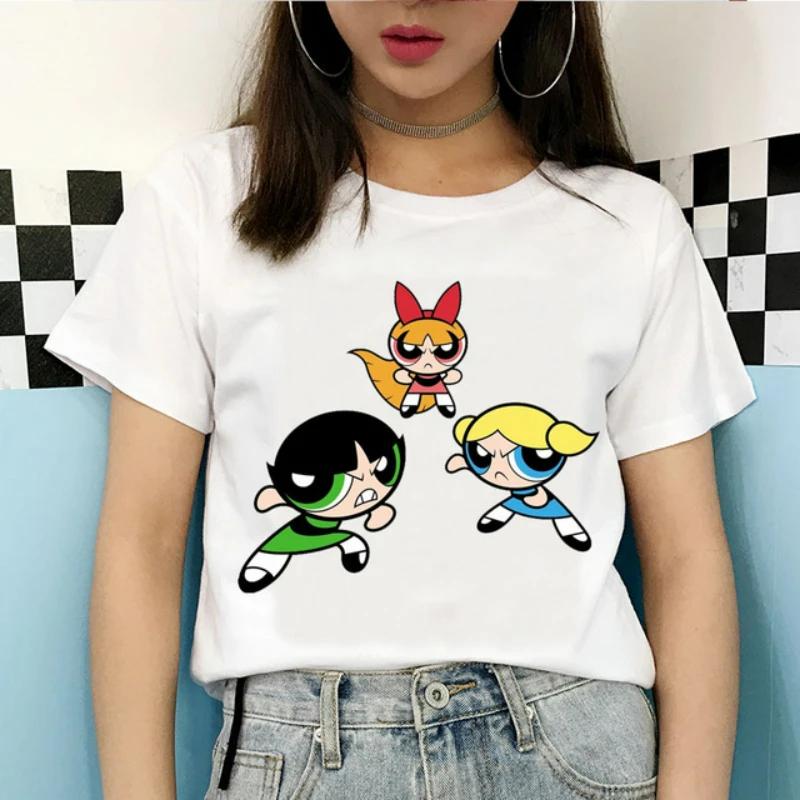 Kawaii The Powerpuff Girls Cartoon Graphic T Shirts Shirt Gift Tshirt Men Women Unisex Tee Short Sleeve Clothes Summer Y2k Tops